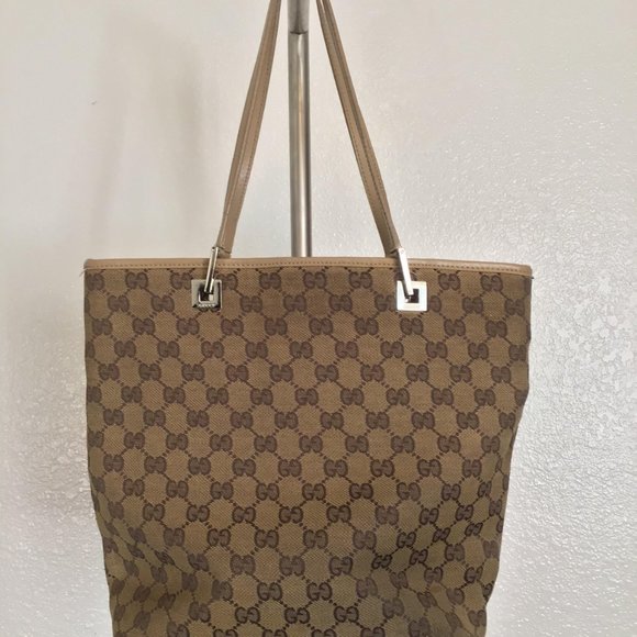 Gucci Shopper Monogram Canvas&Leather Shoulder Bag - Picture 1 of 6